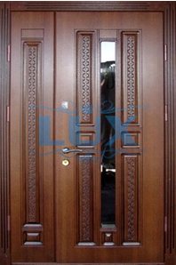 парадная дверь со шпоном и зеркалом